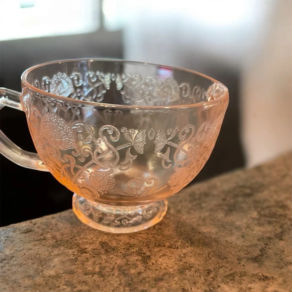 Vintage Depression Glass Creamer and Sugar Set